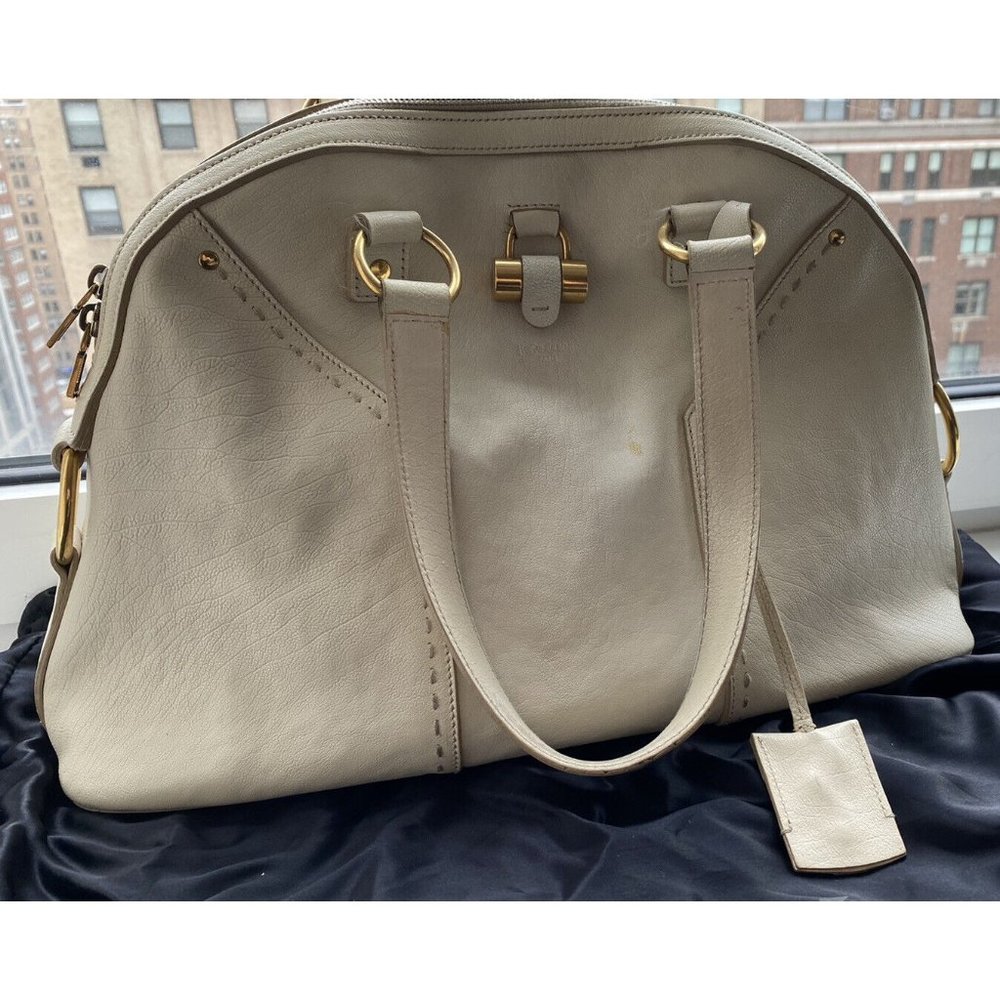 YSL Yves Saint Laurent Paris Off White Muse Bag Handbag Leather Large $1,700